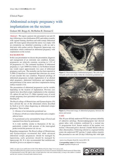 Pdf Abdominal Ectopic Pregnancy With Implantation On The Rectum