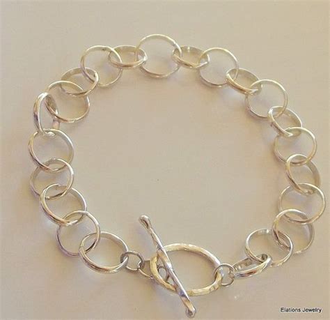 Sterling Silver Circles Bracelet With Toggle 925artisan Made Etsy