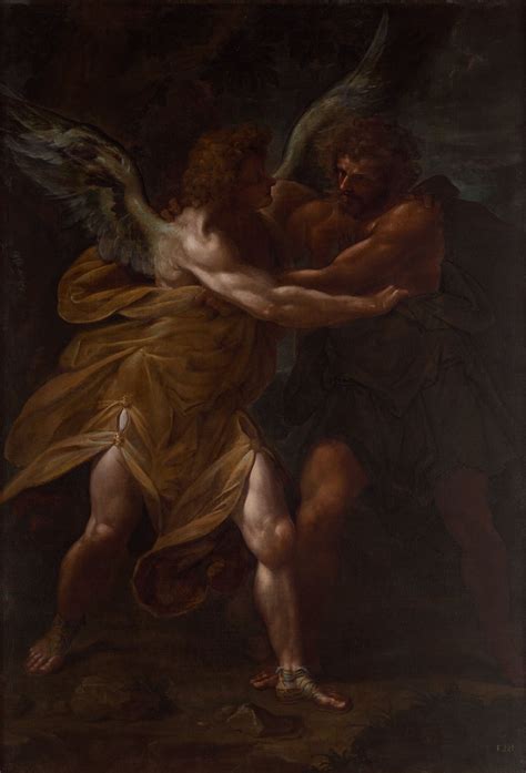 Jacob Wrestling With The Angel Early 1620s By Cristoforo Roncalli