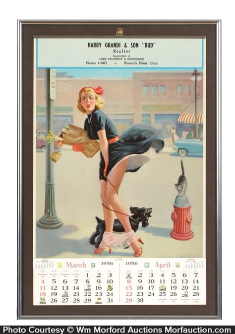 1956 pin up calendar antique advertising