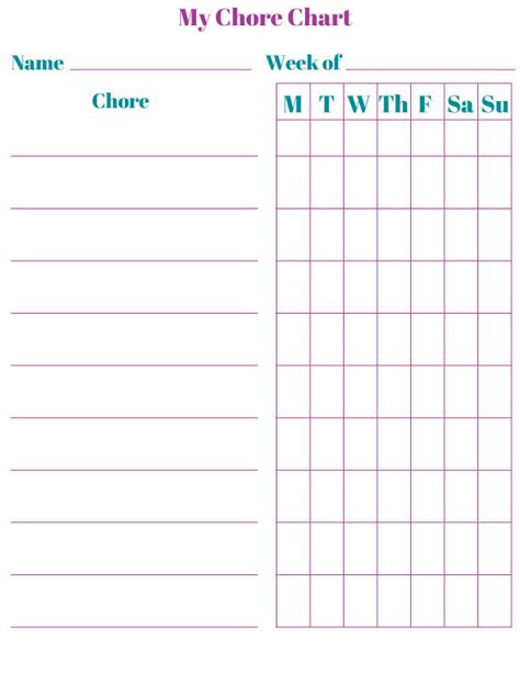 Printable Calendar Chore Chart Free Printable Chore Charts To Help