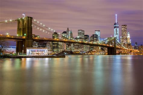 Brooklyn Bridge By Night Ponts Villes Brooklyn New York