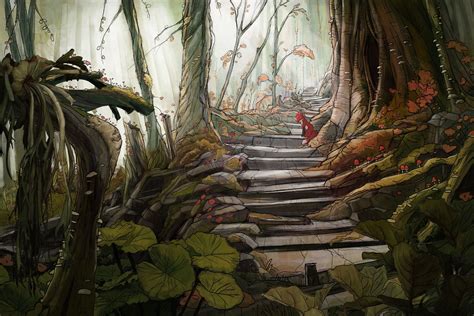 Forest Path Eve Berthelette Illustration Forest Path Painting