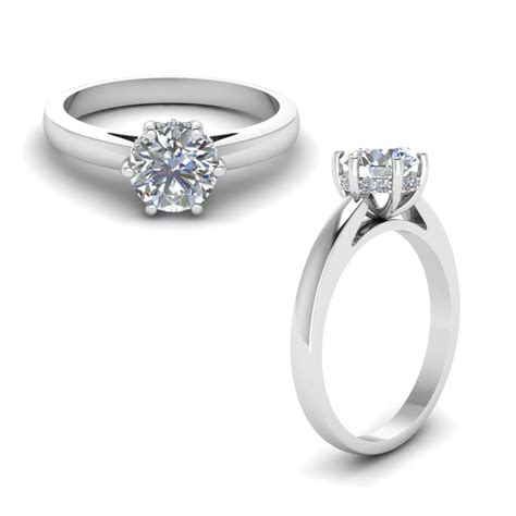 Round Cut Prong Solitaire Diamond Engagement Ring In K White Gold