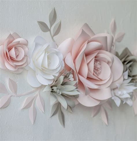 Paper Flower Wall Arrangement Nursery Wall Decor With Paper Flowers