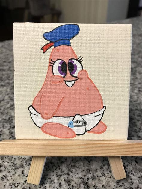 Baby Patrick Star Spongebob Squarepants Mini Painting On Canvas Diy