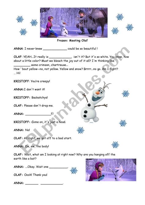 Frozen Dialogue Esl Worksheet By Nanaclaire
