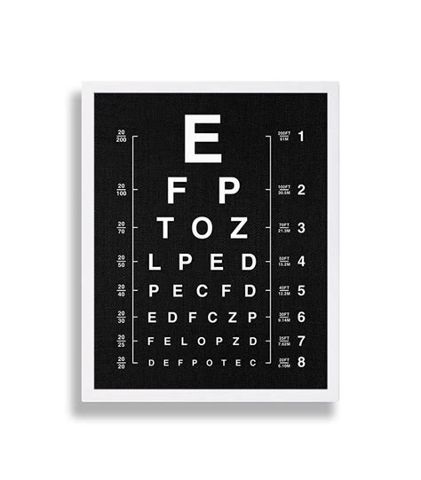 Eye Chart Print Modern Art Black And White Decor Eyechart Etsy