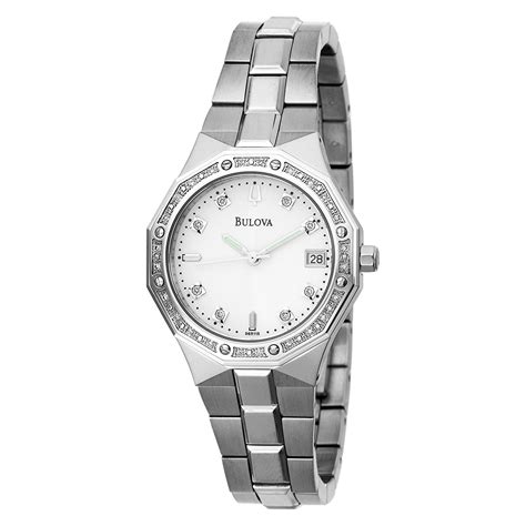 bulova women s 96r118 diamond accented case bracelet white dial watch white dial watch