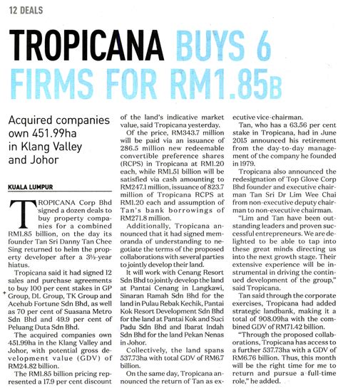 The new sabah times is stopping the presses for good after more than six decades as one of the state's oldest and reputable news sources. New Straits Times - 25 January 2019 - Tropicana Buys 6 ...