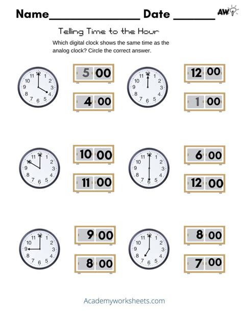 Telling Time To The Hour Worksheets Cut And Paste Free Printable
