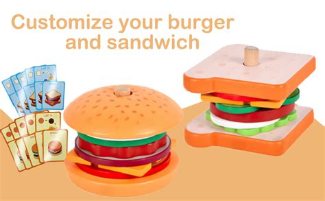 Montessori Toys For 3 Year Olds Wooden Stacking Toys Burger Sandwich