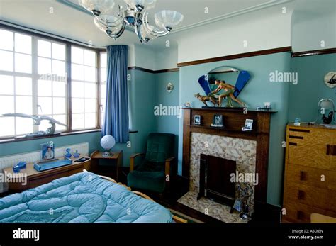 Refurbished Art Deco Art Nouveau 1930 S House Interior Bedroom Blue