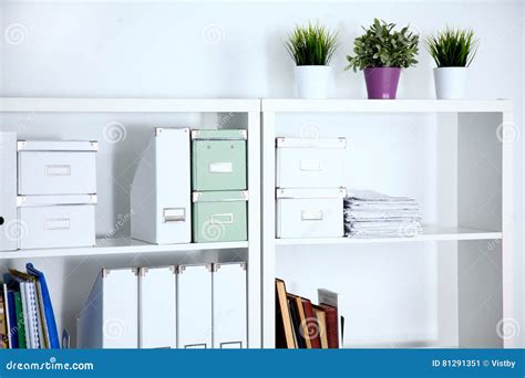 File Folders Standing On The Shelves At Office Stock Image Image Of