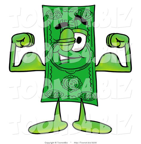 Illustration Of A Cartoon Dollar Bill Mascot Flexing His Arm Muscles By