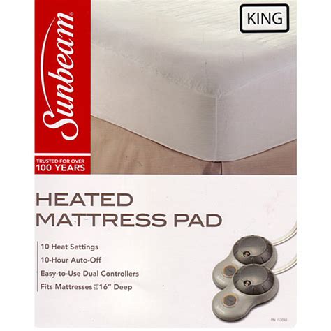 Sunbeam therapeutic heated mattress pad. Sunbeam Non-Woven Thermofine Heated Electric Mattress Pad ...