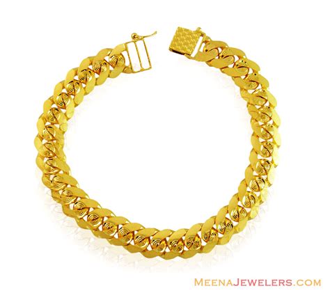 22k Link Mens Solid Bracelet Brmb14552 22k Gold Mens Bracelet Links