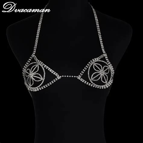 dvacaman fashion sexy women jewelry bra necklace luxury rhinestone brassiere body jewelry chain