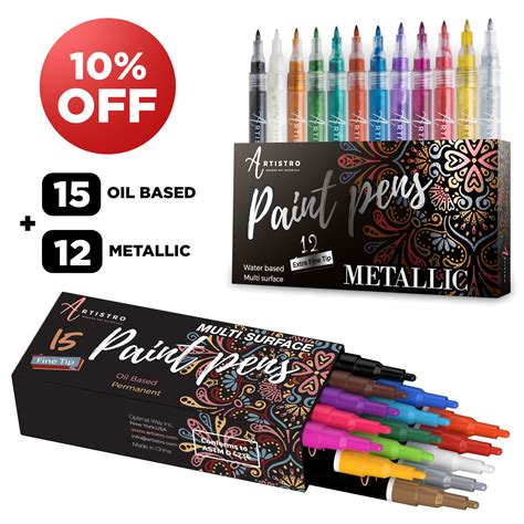 27 Artistro Paint Pens 12 Extra Fine Tip Metallic Markers Etsy