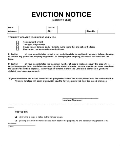Tenant Eviction Notice