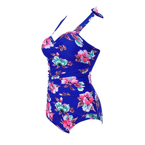 Plus Size Women Monokinis Floral Print Swimsuit Swimwear Beachwear