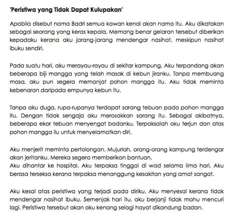 N , kita hendaklah memilih dan memahami tauk. 11 Contoh Karangan UPSR Terbaik Bahasa Melayu