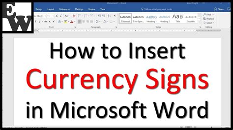 How To Insert Currency Signs In Microsoft Word Youtube