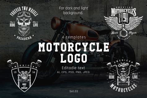 Motorcycle Logos Set Templates Creative Market