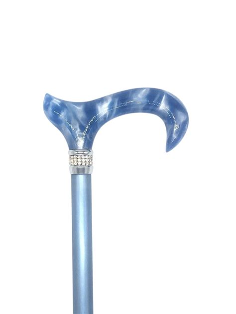 Adjustable Elegant Blue With Rhinstone Collar By Classy Walking Canes