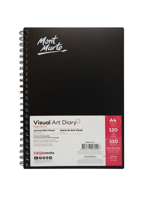 Mont Marte Visual Art Diary Spiral Bound White Paper A4 110gsm 120