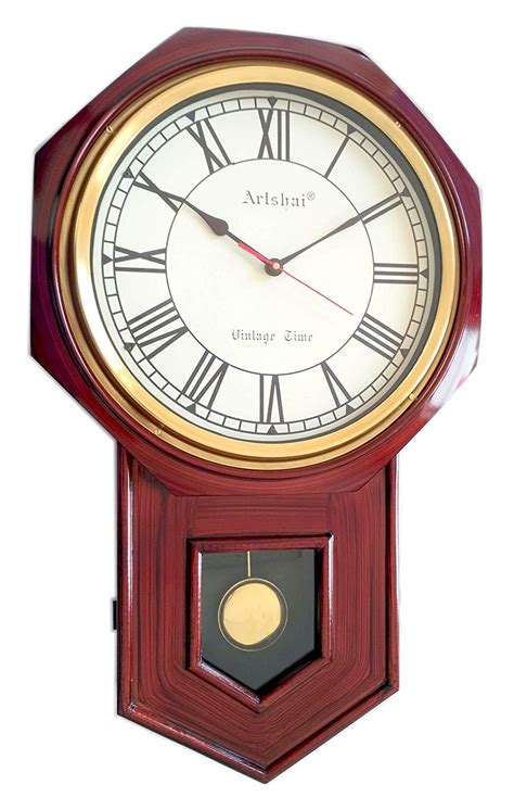 Buy Artshai 24 Inch Antique Designer Wooden Pendulum Wall Clock With 11
