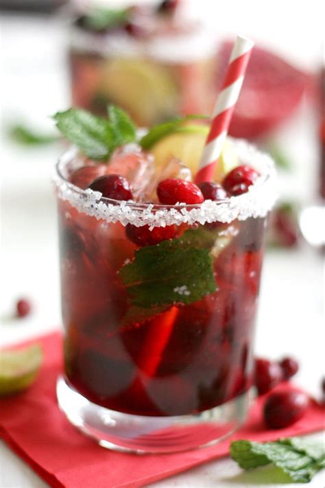 holiday mojito mocktail with cranberry and pomegranate recipe christmas drinks recipes
