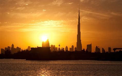 Ultra Hd Dubai Sunset Skyline Фотография заката Острова Закаты