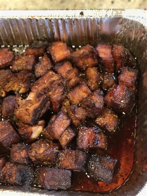 Homemade Pork Belly Burnt Ends Food
