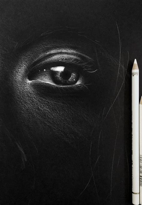 Black Paper Sketch Eye White Pencile Dark Drawings Realistic Drawings