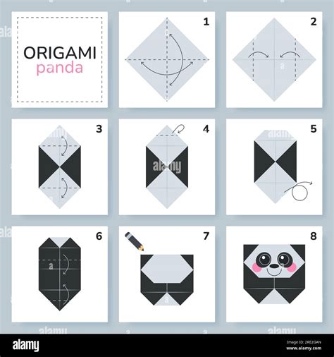 Origami Tutorial For Kids Origami Cute Panda Stock Vector Image And Art