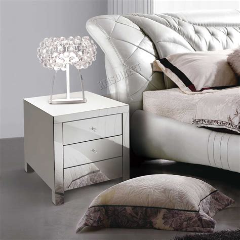 The different types mirrored bedroom set. FoxHunter Mirrored Furniture Glass Bedside Cabinet Table ...