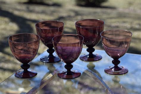 Vintage Purple Wine Glasses Set Of 5 Mixologist Craft Cocktail Glasses Vintage Bjorkshult