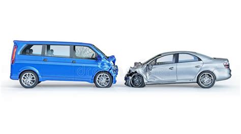 Two Cars Crashed In Accident Side View Stock Illustration