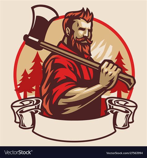 Lumberjack Mascot Hold Axe Royalty Free Vector Image