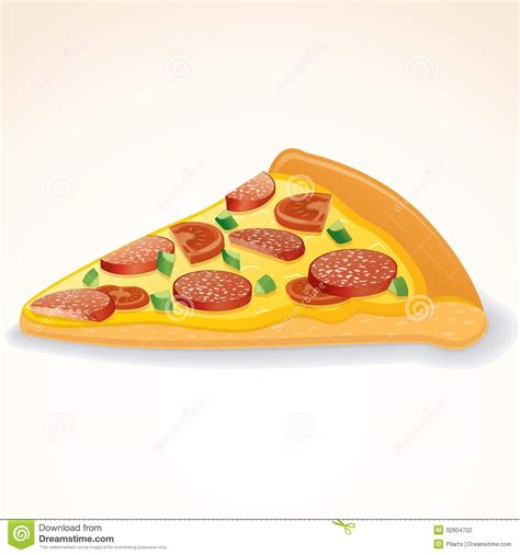 Fast Food Vector Icon Slice Of Pepperoni Pizza Stock Vector