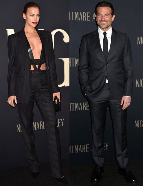 Irina Shayk Supports Ex Bradley Coopers Nightmare Alley In Cleavage Baring Burberry Suit Amid