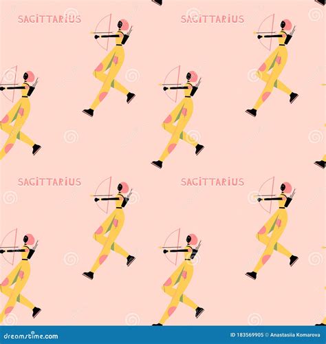 Seamless Pattern With Sagittarius Astrological Zodiac Sign Abstract Print With The Archer