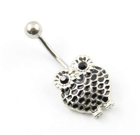316l Surgical Steel 14 Guage Retro Owl Dangle Belly Button Navel Ring