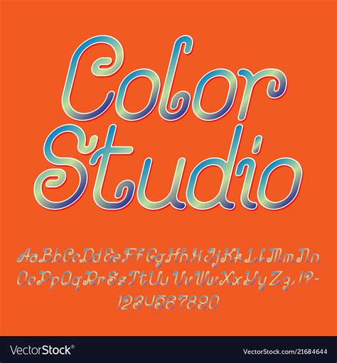 Colorful Font English Alphabet Letters Numbers Vector Image
