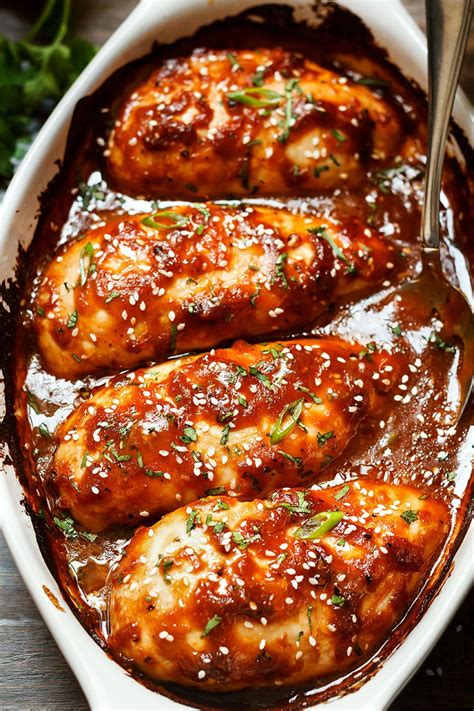 Remove from oven, spoon 1 tbsp sauce over each piece of chicken and top each with 1 1/2 tbsp of shredded mozzarella cheese. Baked Chicken Breasts with Sticky Honey Sriracha Sauce — Eatwell101