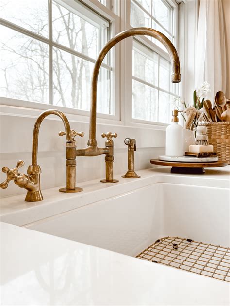 Our Unlacquered Brass Kitchen Faucets Deb And Danelle