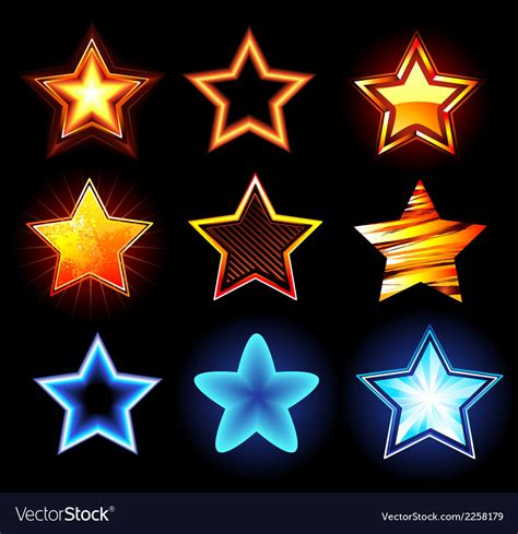 Set Of Glowing Stars Royalty Free Vector Image