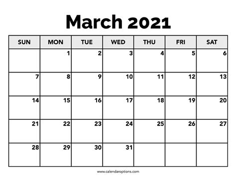 Download the free printable calendar. Calendar March 2021 - Calendar Options