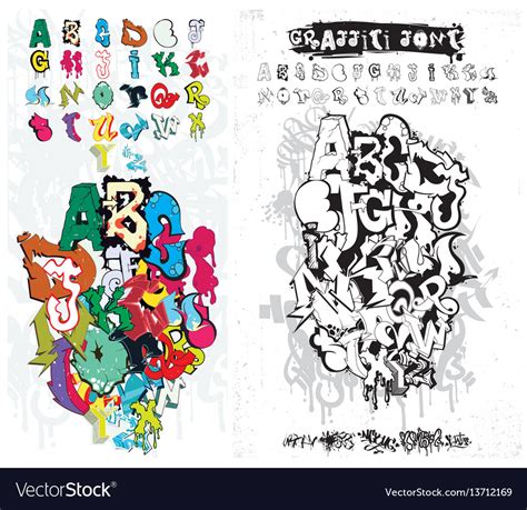 Graffiti Street Art Alphabet Royalty Free Vector Image